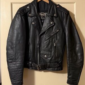 Vintage FIRST Genuine Leather Moto Jacket